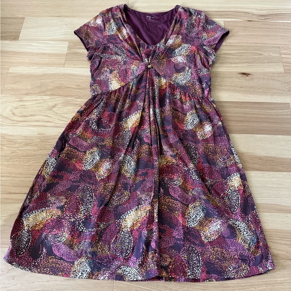 Garnet Hill Garden party Dress Jersey knit Twist Cap Sleeve Chic Size 16 paisley - Picture 4 of 10